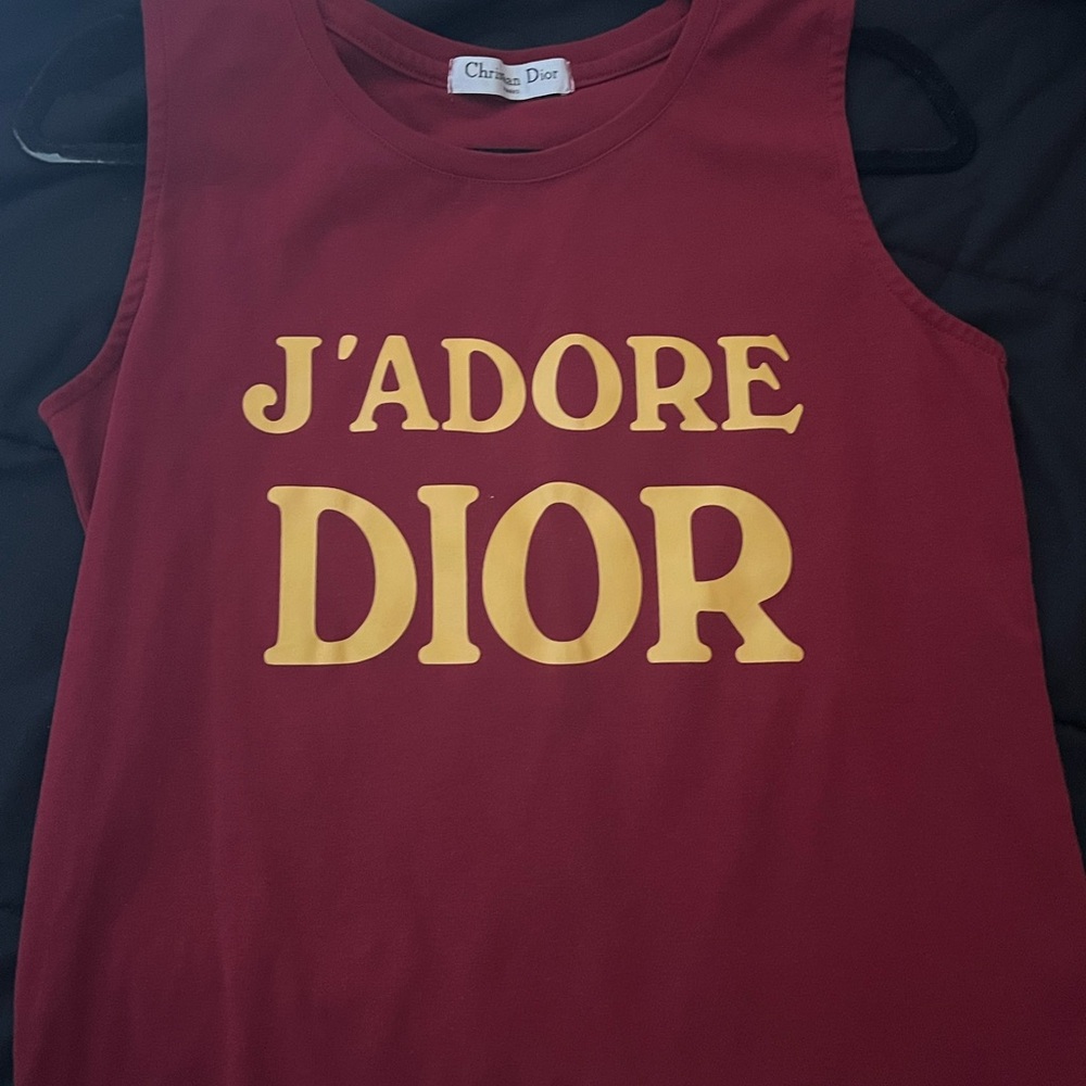 Jadore Dior Burgundy and Gold Tank Top
